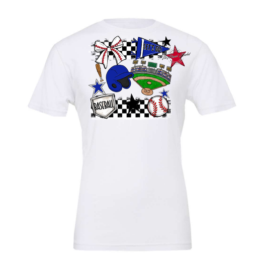 Baseball Checkers Spirit Design-Royal Blue