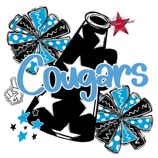 Cougars Alpha Megaphone Design-Carolina Blue