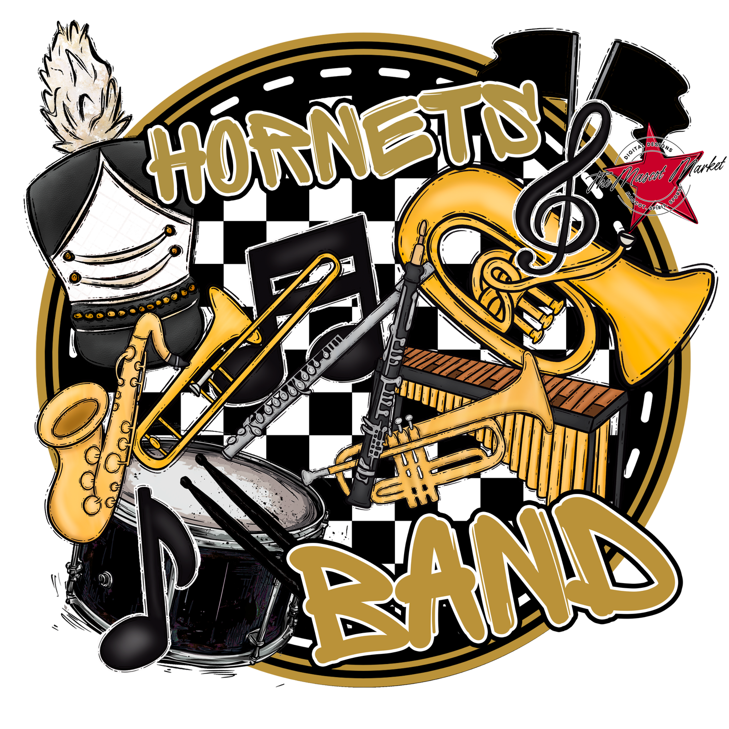 Hornets Circle Band Design-Gold
