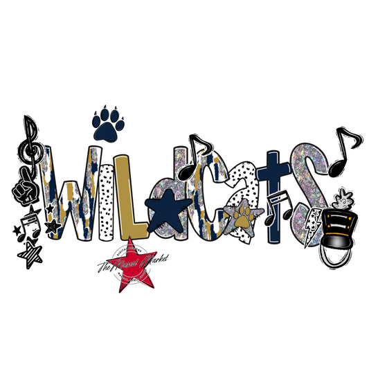 Wildcats Band Scrape-Navy-Gold