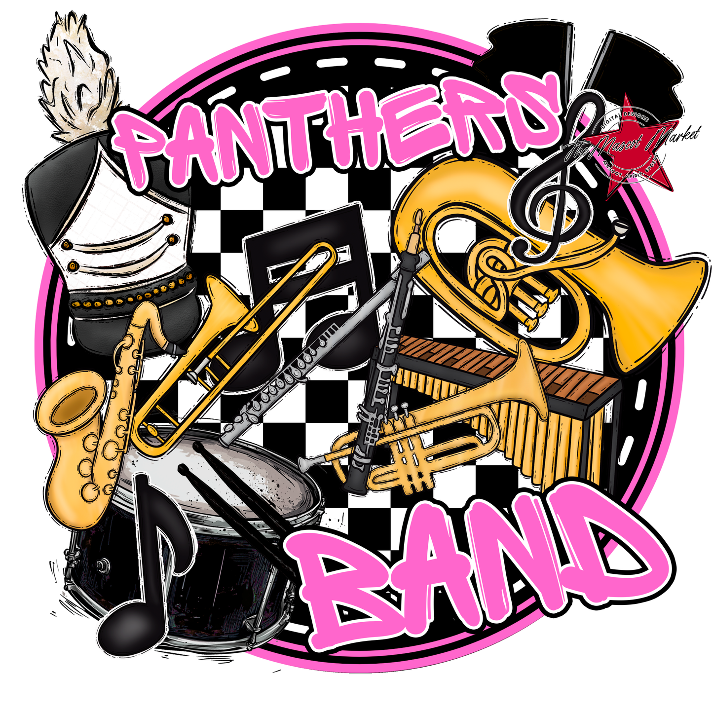 Panthers Circle Band Design-Baby Pink