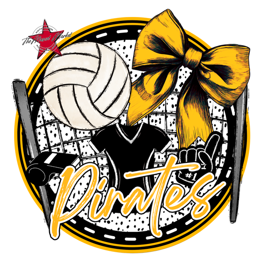 Pirates Circle Volleyball Design-Yellow