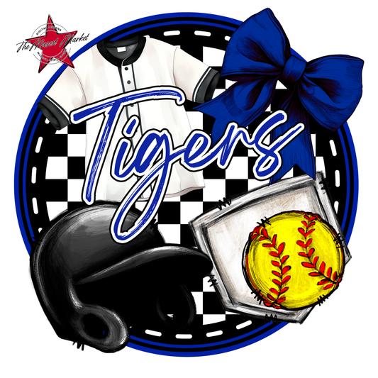 Tigers Circle Softball Design-Royal Blue