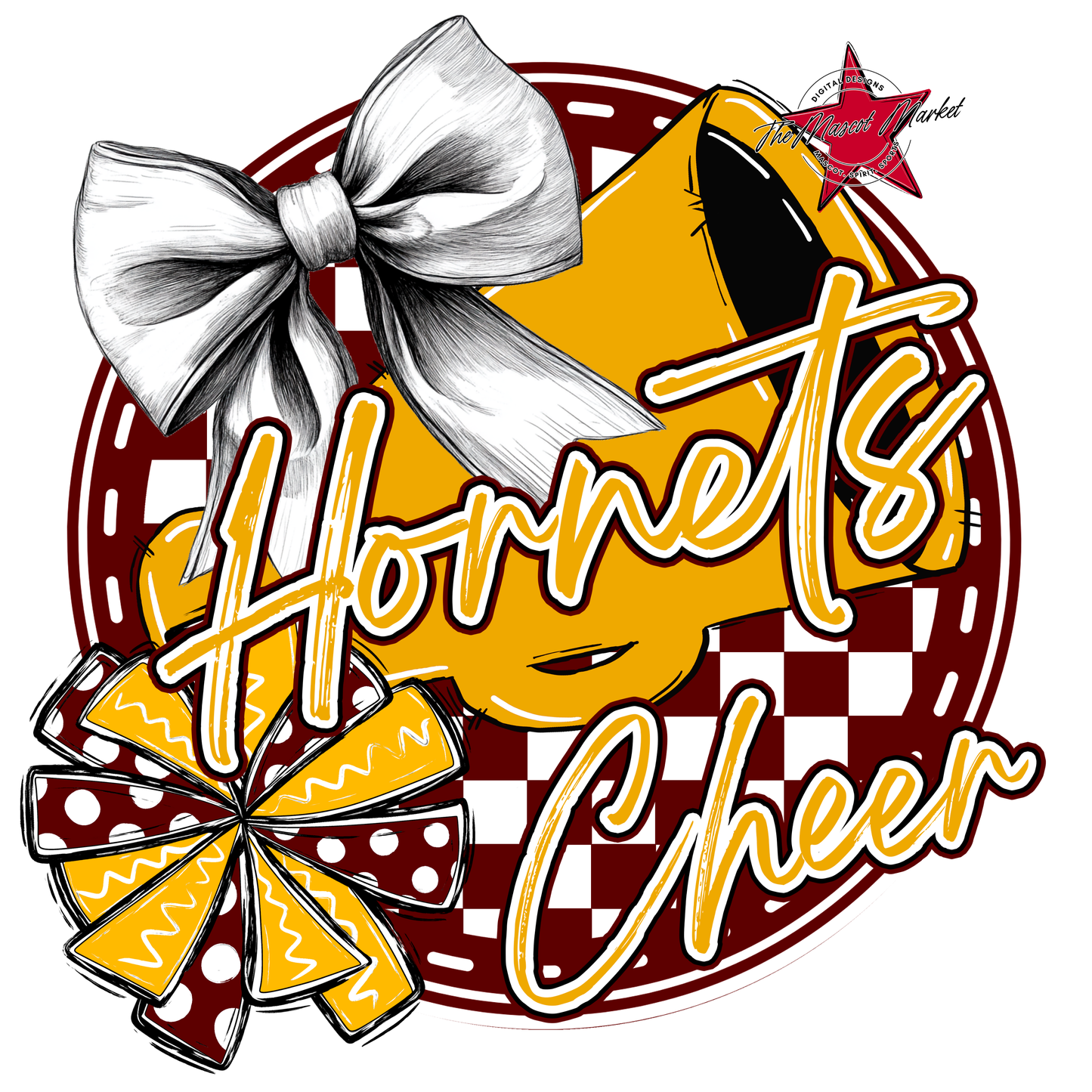 Hornets Circle Cheer Design-Maroon-Yellow