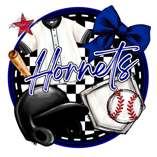 Hornets Circle Baseball Design-Blue