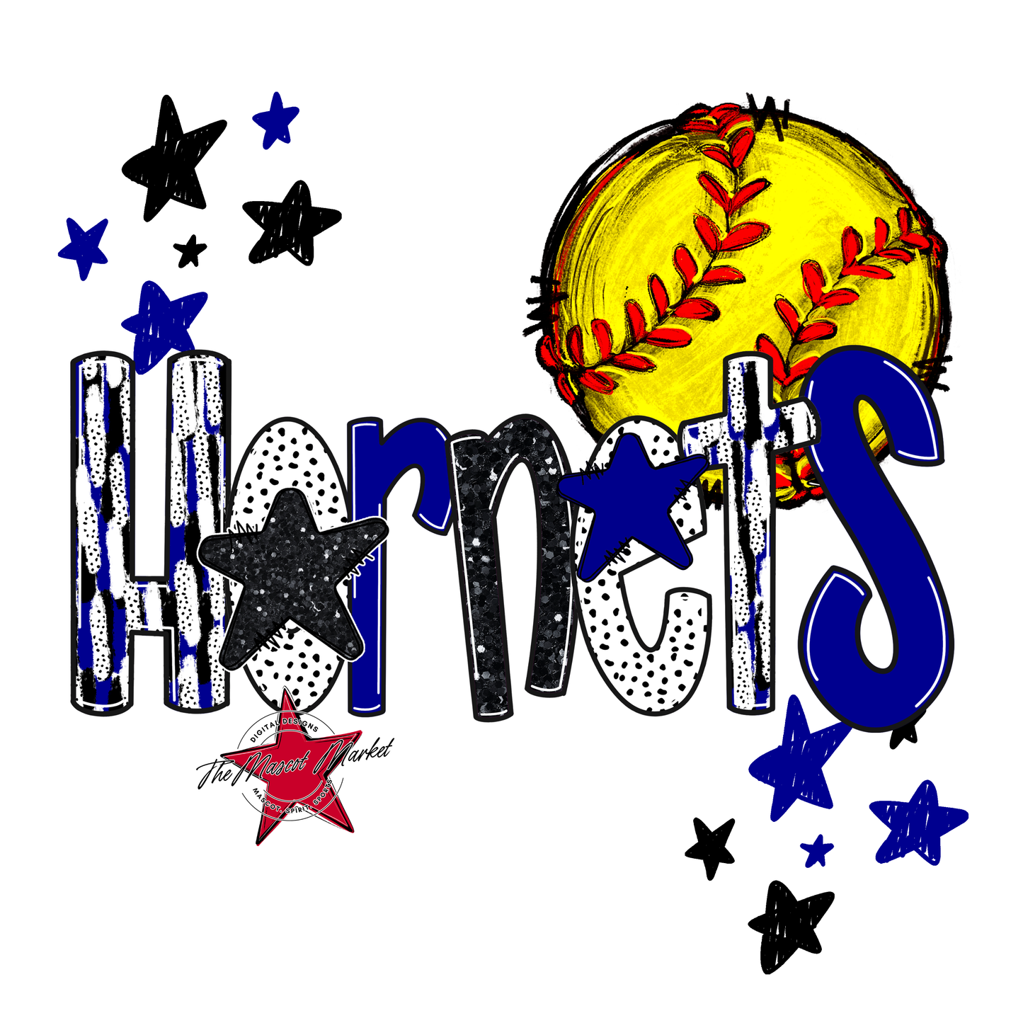 Hornets Softball Scrape-Blue