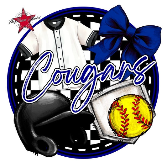 Cougars Circle Softball Design-Blue