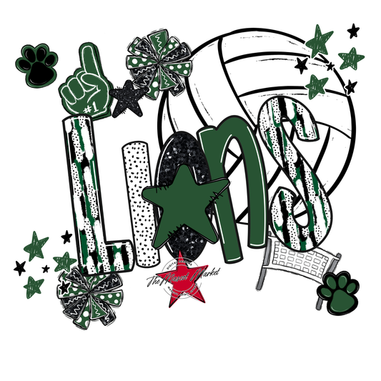 Lions Volleyball Scrape-Green