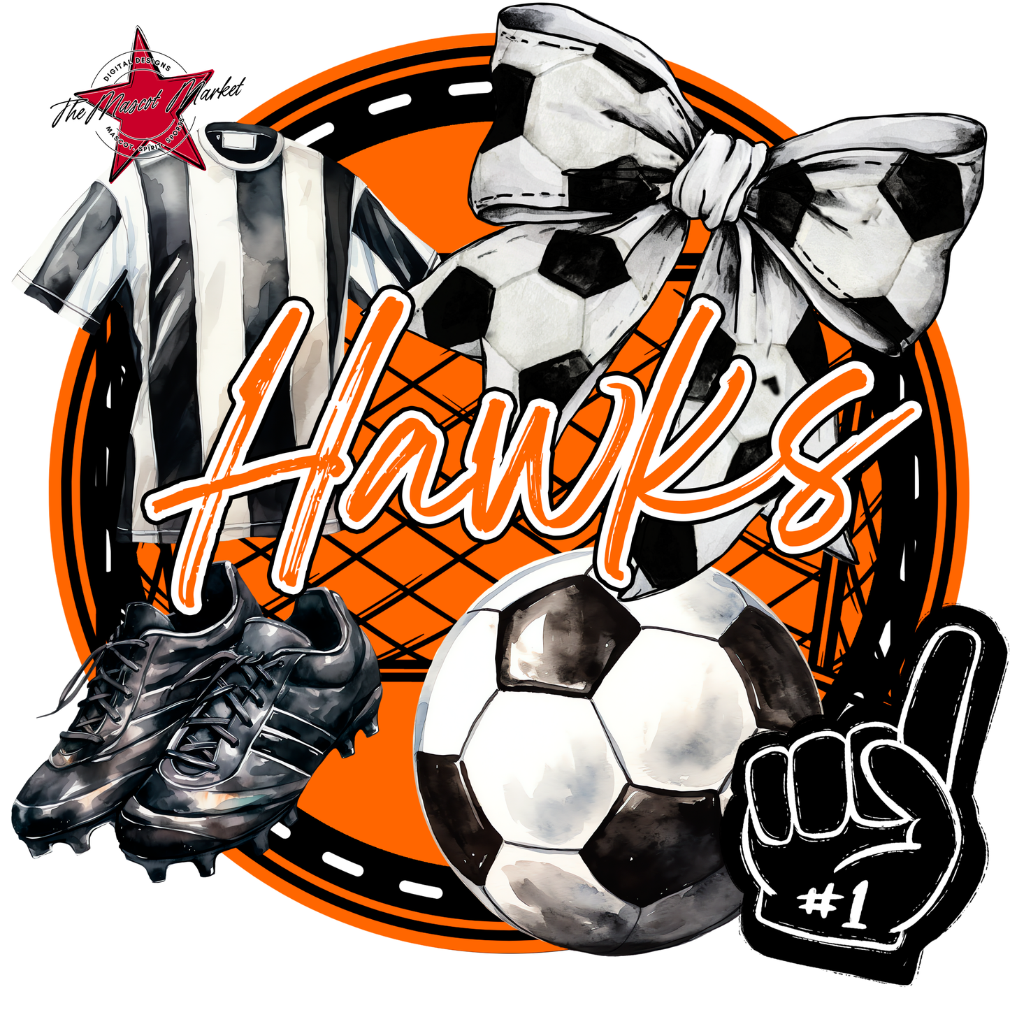 Hawks Circle Soccer Design-Orange