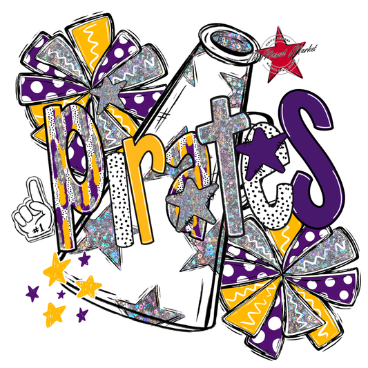 Pirates Cheer Megaphone Scrape-Purple-Yellow