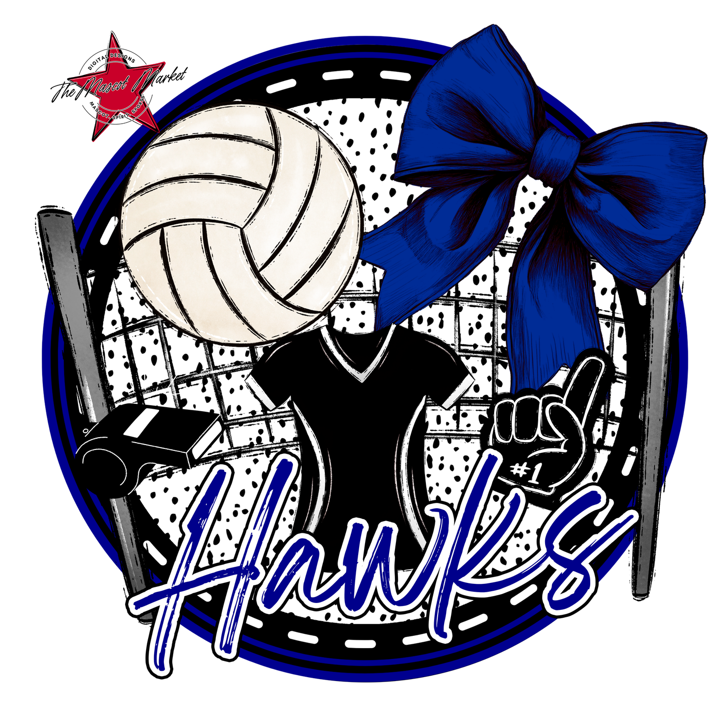 Hawks Circle Volleyball Design-Blue