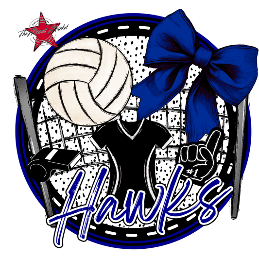 Hawks Circle Volleyball Design-Blue