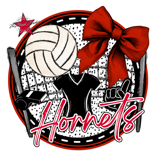 Hornets Circle Volleyball Design-Red