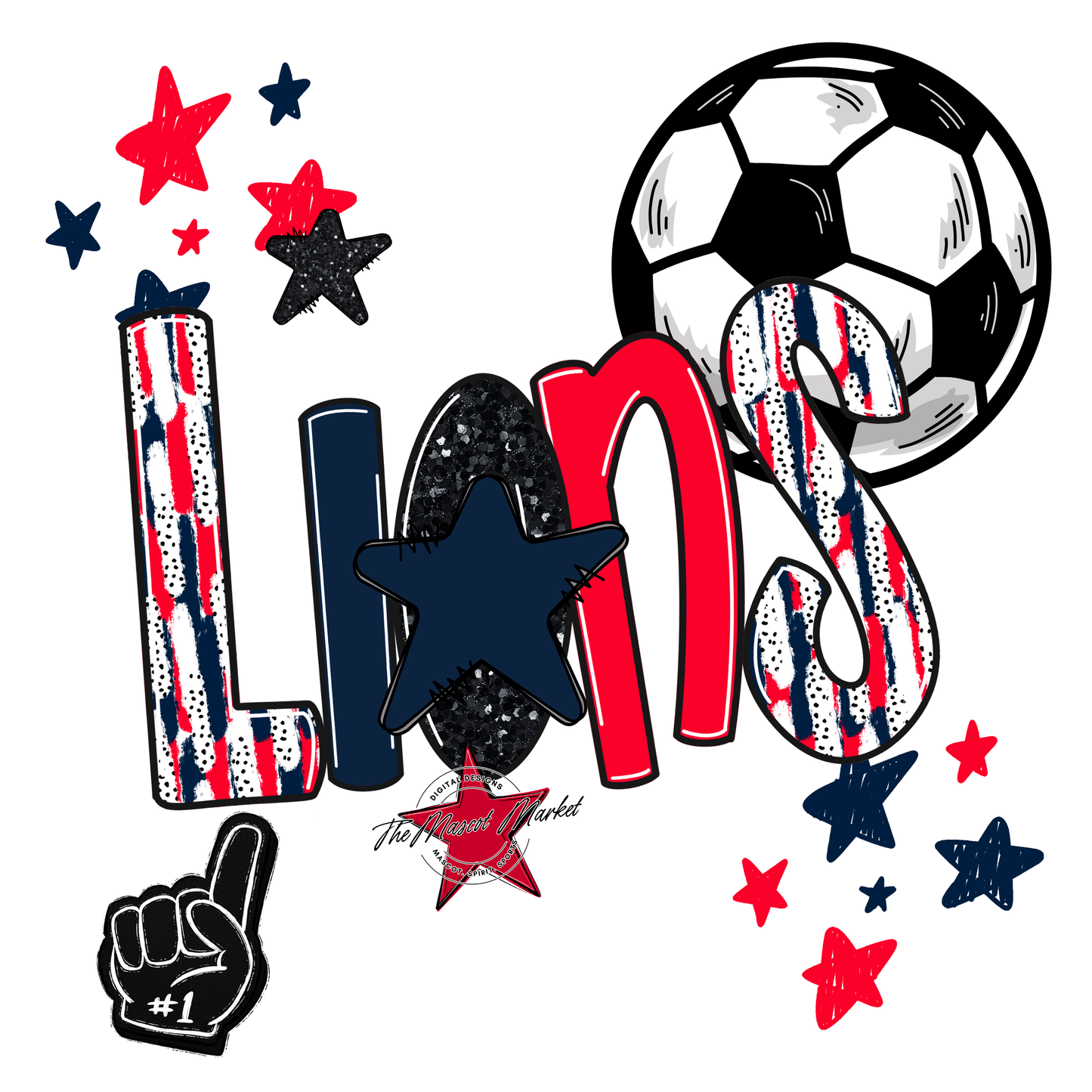 Lions Soccer Scrape-Navy-Red