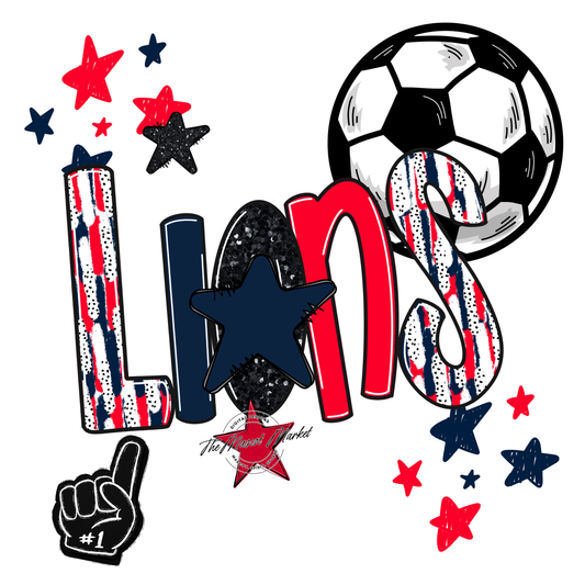 Lions Soccer Scrape-Navy-Red