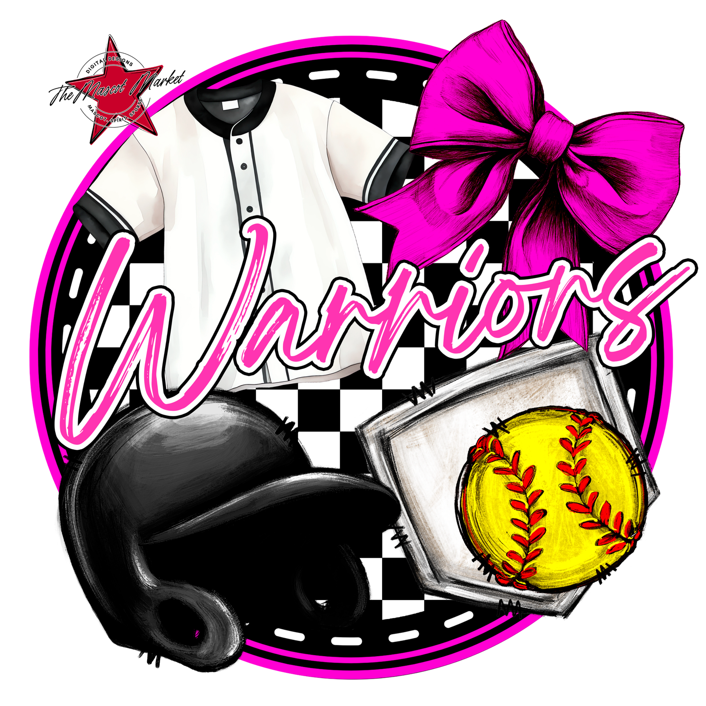 Warriors Circle Softball Design-Pink