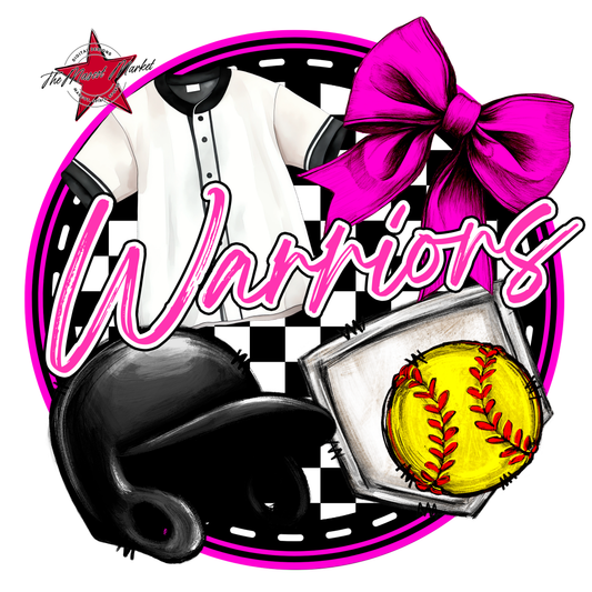 Warriors Circle Softball Design-Pink