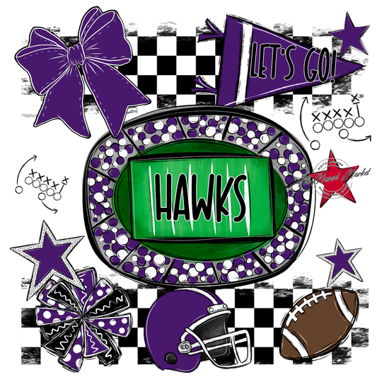 Hawks Checkers Spirit Design-Purple