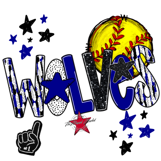 Wolves Softball Scrape-Blue