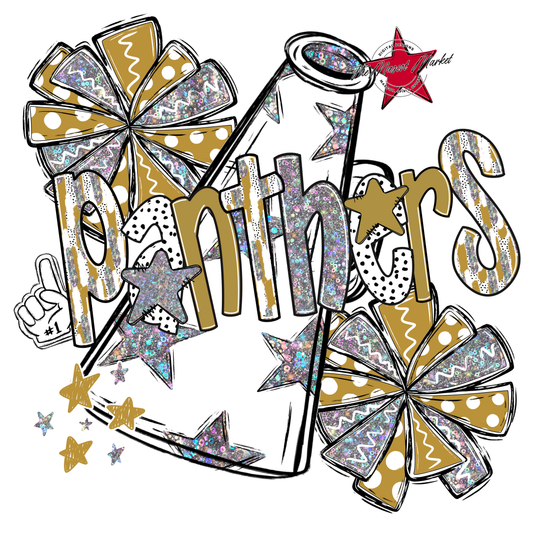 Panthers Cheer Megaphone Scrape-Gold