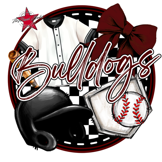 Bulldogs Circle Baseball Design-Maroon