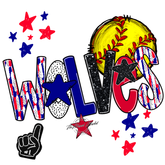 Wolves Softball Scrape-Blue-Red