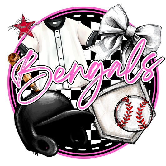 Bengals Circle Baseball Design-Baby Pink