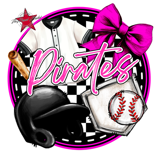 Pirates Circle Baseball Design-Pink