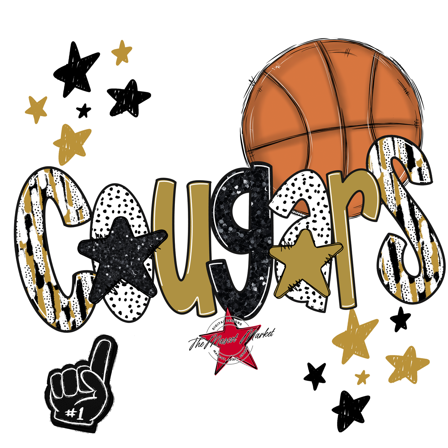 Cougars Basketball Scrape-Gold