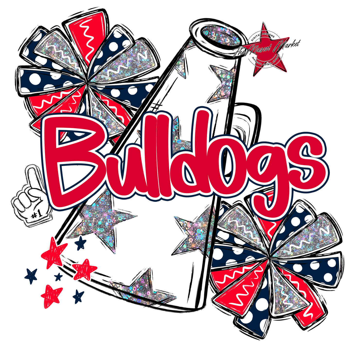 Bulldogs Alpha Megaphone Design-Navy-Red