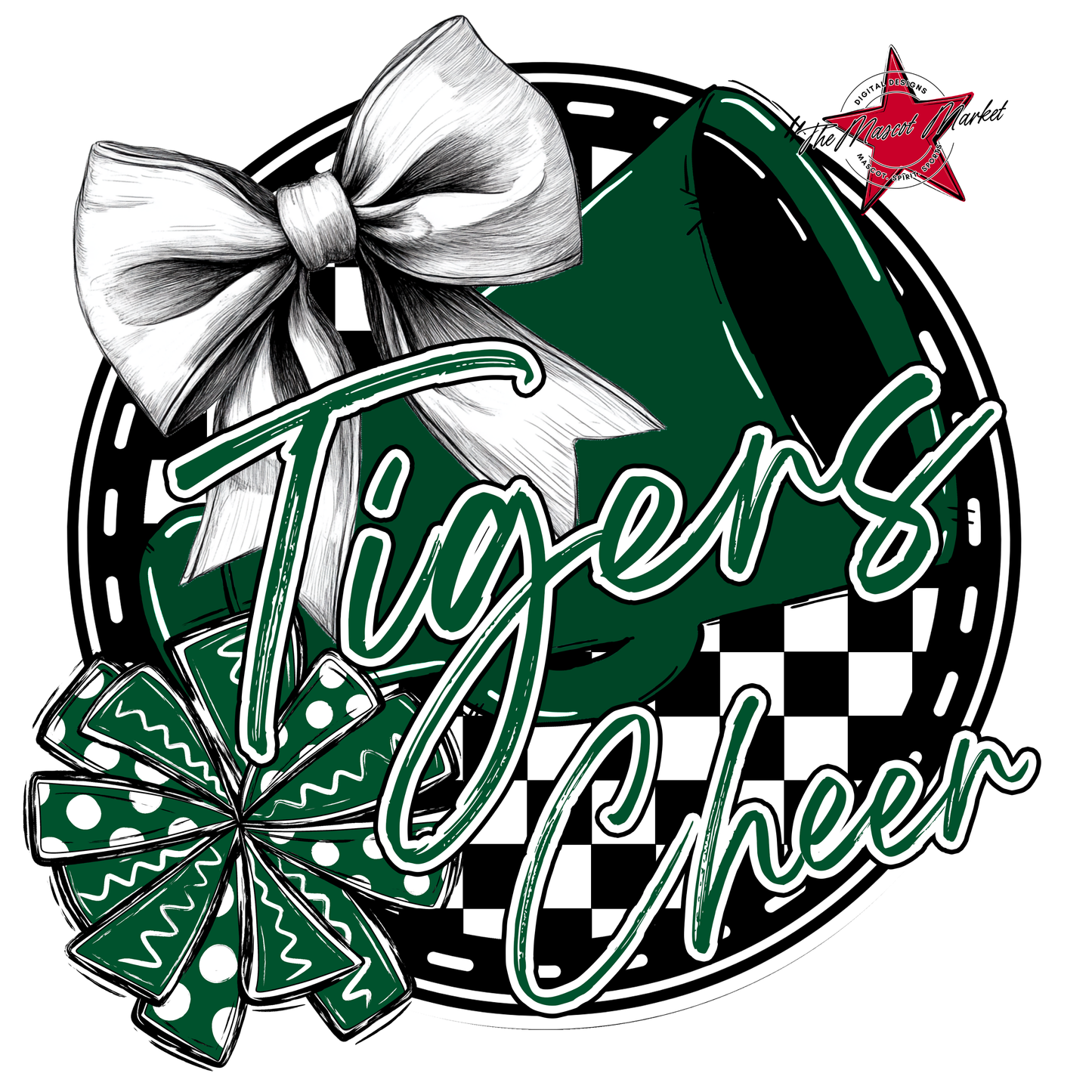 Tigers Circle Cheer Design-Green