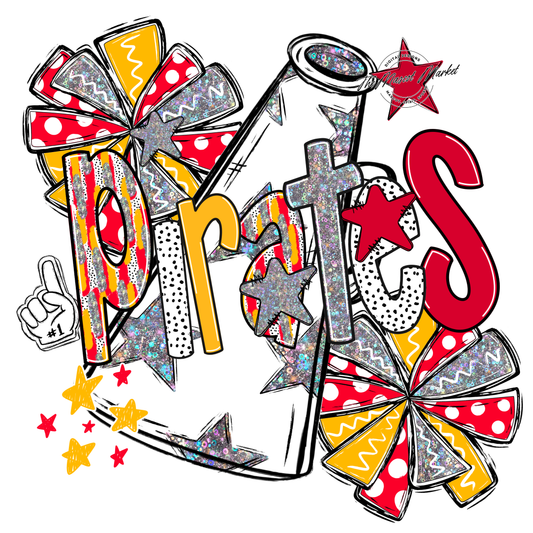 Pirates Cheer Megaphone Scrape-Red-Yellow