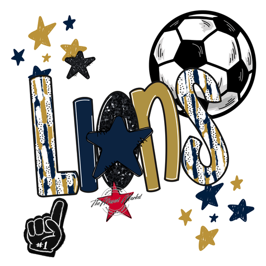 Lions Soccer Scrape-Navy-Gold