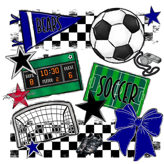 Bears Soccer Checkers Design-Blue
