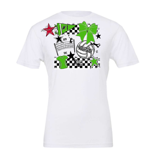 Volleyball Checkers Spirit Design-Bright Green