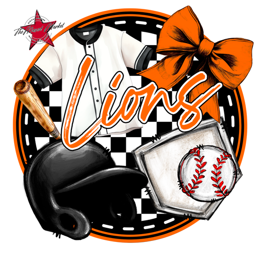 Lions Circle Baseball Design-Orange
