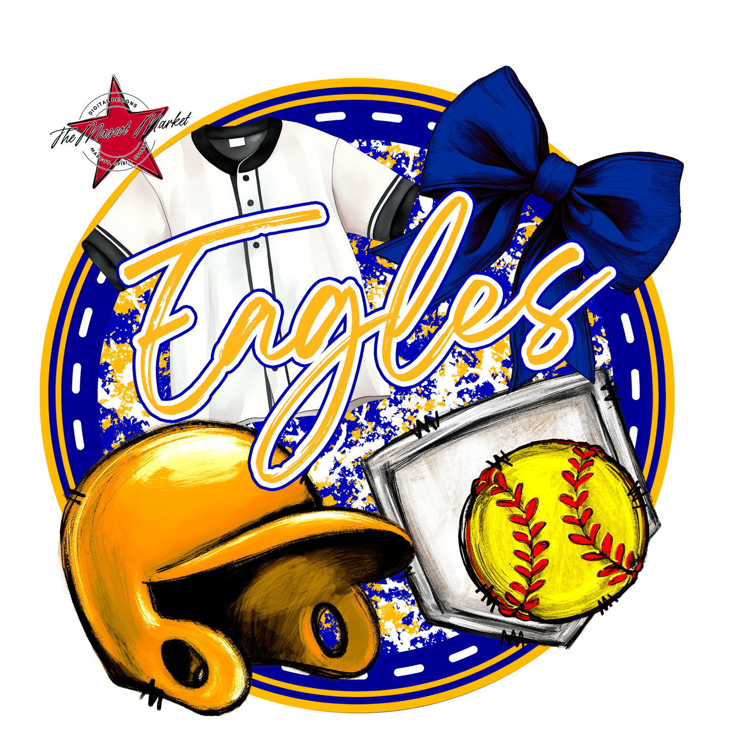 Eagles Circle Softball Design-Blue-Yellow