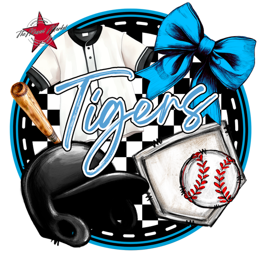 Tigers Circle Baseball Design-Carolina Blue