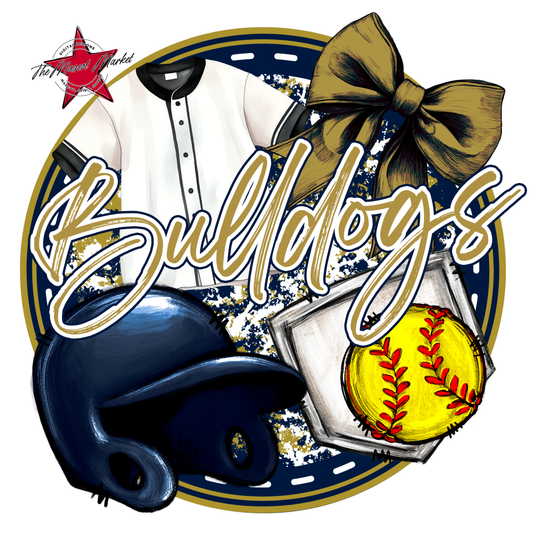 Bulldogs Circle Softball Design-Navy-Gold