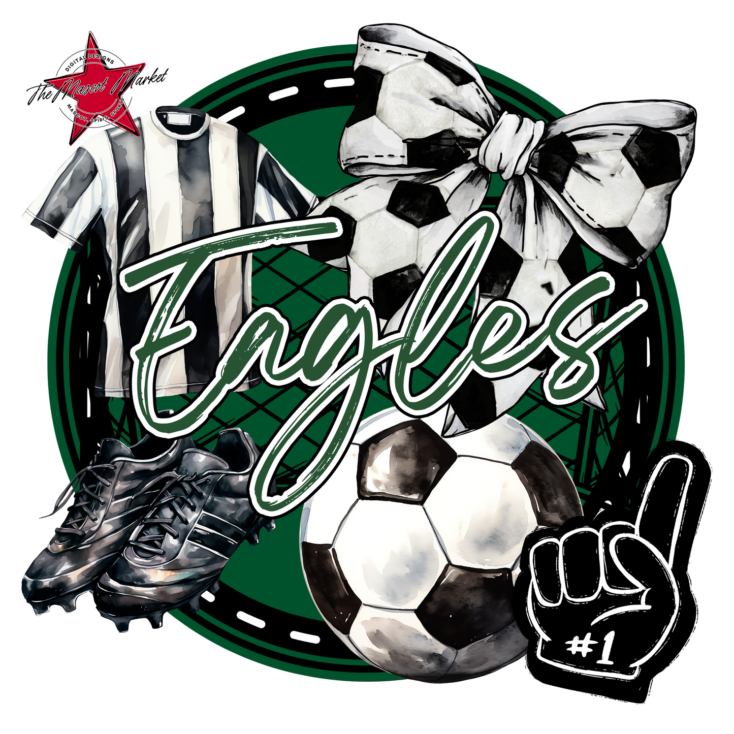 Eagles Circle Soccer Design-Green