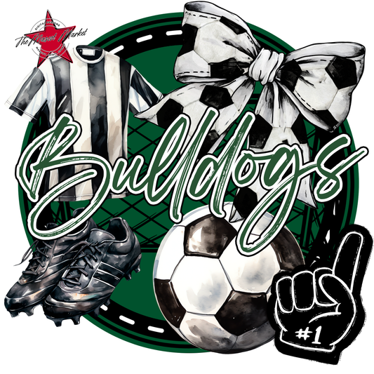 Bulldogs Circle Soccer Design-Green