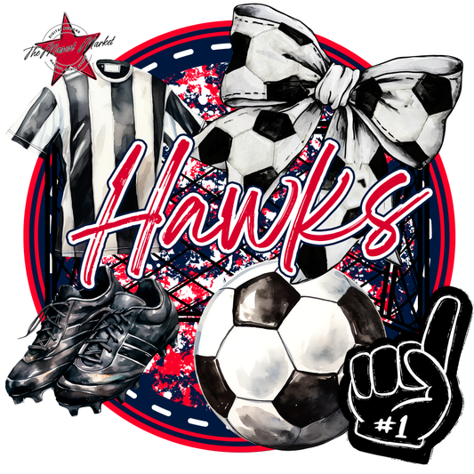 Hawks Circle Soccer Design-Navy-Red
