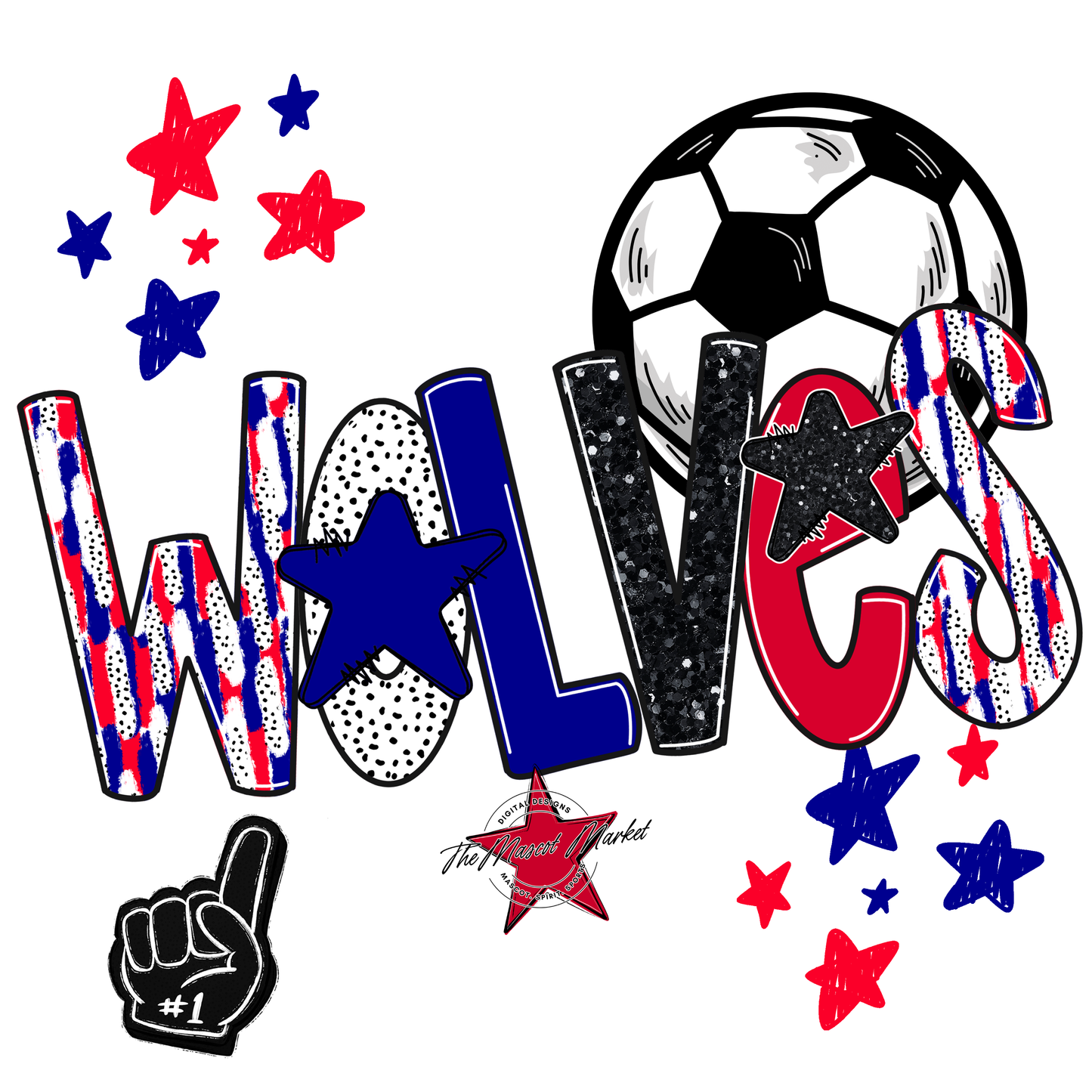 Wolves Soccer Scrape-Blue-Red