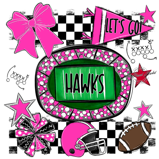 Hawks Checkers Spirit Design-Pink