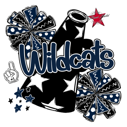 Wildcats Alpha Megaphone Design-Navy