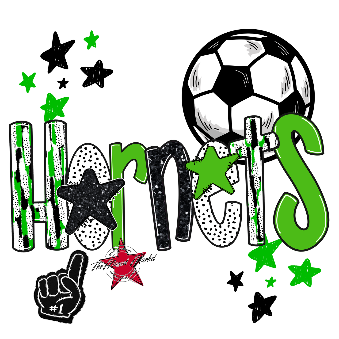 Hornets Soccer Scrape-Bright Green