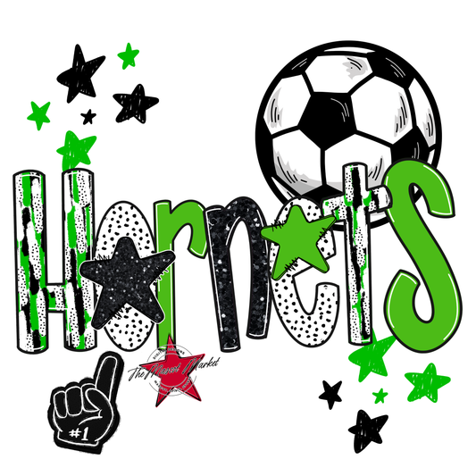 Hornets Soccer Scrape-Bright Green
