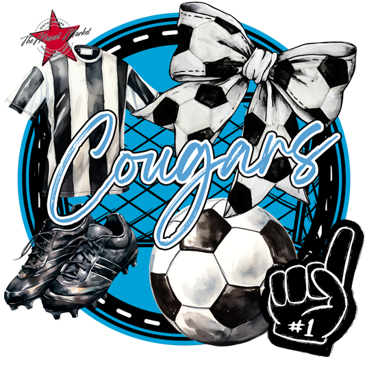 Cougars Circle Soccer Design-Carolina Blue