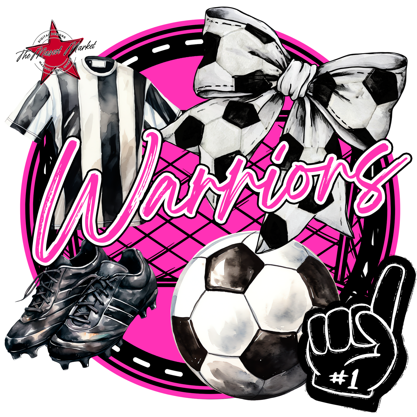 Warriors Circle Soccer Design-Pink