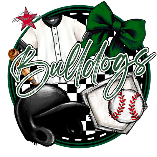 Bulldogs Circle Baseball Design-Green
